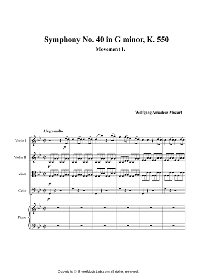 Symphony No. 40 in G minor, K. 550 Movement I