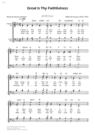 Great Is Thy Faithfulness - SATB Choir - W/Chords
