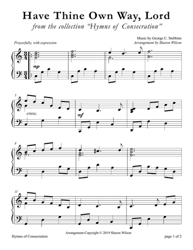Have Thine Own Way, Lord (LARGE PRINT Piano Solo)