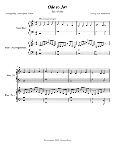 Ode to Joy (Easy Piano w/ Accompaniment)