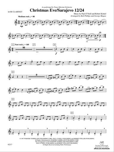 Christmas Eve/Sarajevo 12/24: 1st B-flat Clarinet