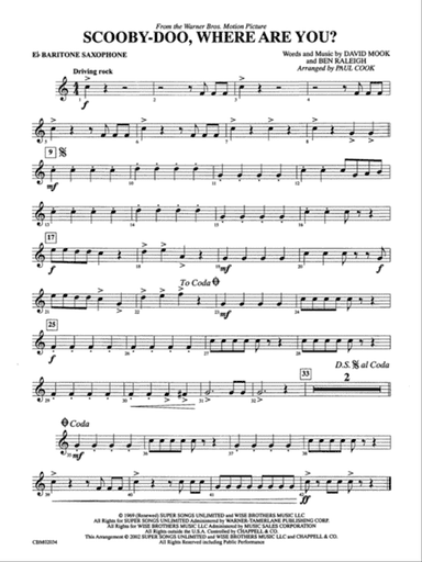 Scooby-Doo, Where Are You?, Theme from: E-flat Baritone Saxophone