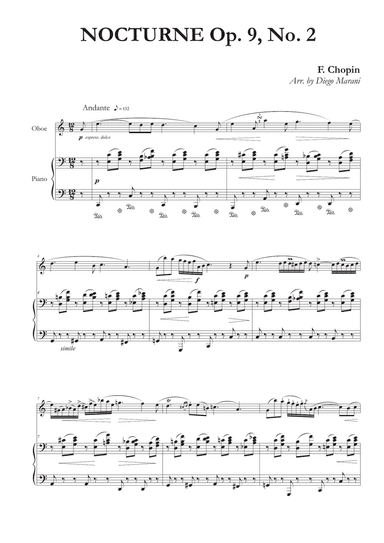 Nocturne Op. 9, No. 2 for Oboe and Piano