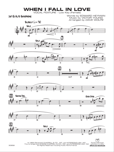 When I Fall in Love: E-flat Alto Saxophone