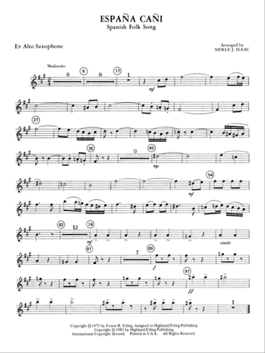 España Cañi: E-flat Alto Saxophone