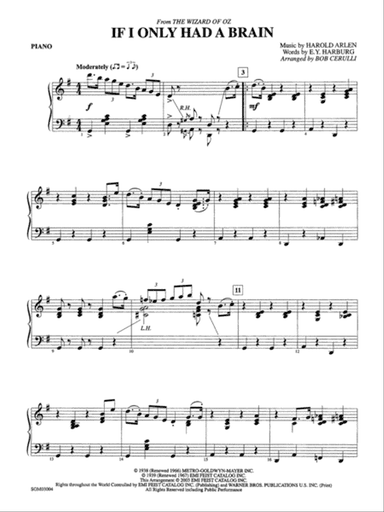 If I Only Had a Brain (from The Wizard of Oz): Piano Accompaniment