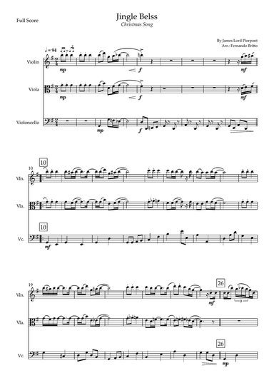 Jingle Bells - Jazz Version (Christmas Song) for String Trio