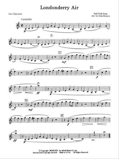 Londonderry Air (featuring the Clarinet section): 1st B-flat Clarinet