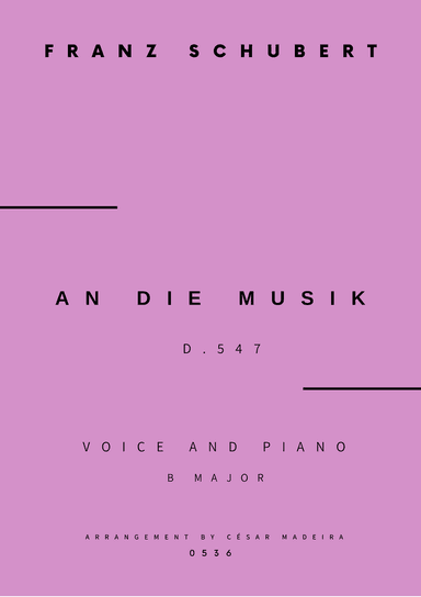 An Die Musik - Voice and Piano - B Major (Full Score and Parts)