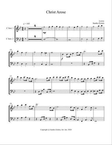 Christ Arose (treble & bass C instrument, parts only)
