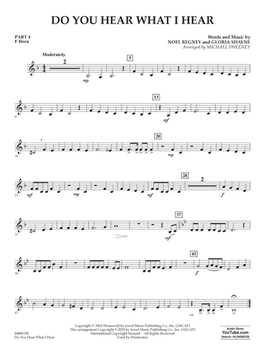 Do You Hear What I Hear (arr. Michael Sweeney) - Pt.4 - F Horn