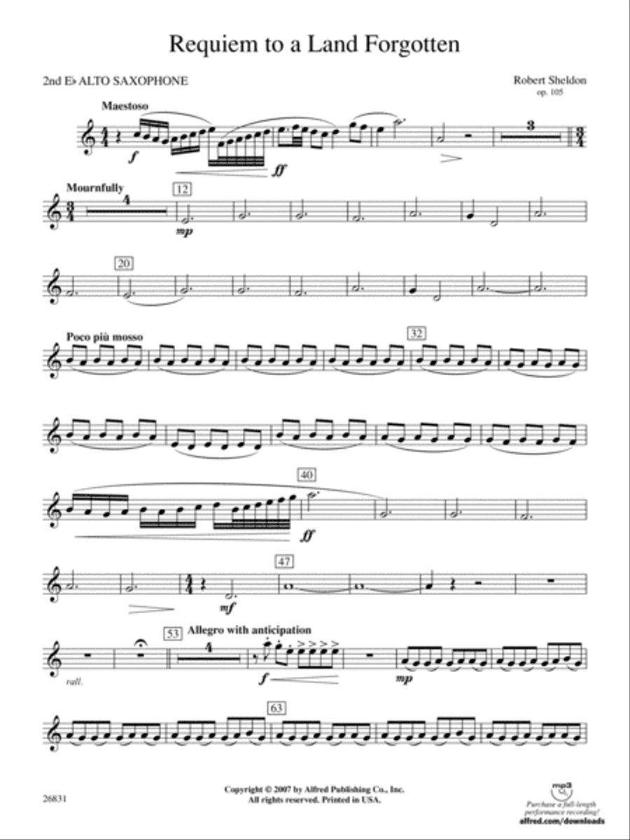 Requiem to a Land Forgotten: 2nd E-flat Alto Saxophone