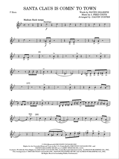 Santa Claus Is Comin' to Town: 1st F Horn