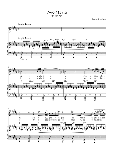 Ave Maria Schubert - Soprano with chords in B