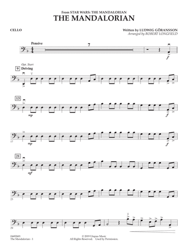 The Mandalorian (from The Mandalorian) (arr. Robert Longfield) - Cello
