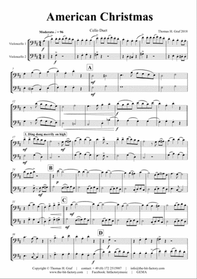 American Christmas - Mash up Rondo of best Christmas Songs - Cello Duet