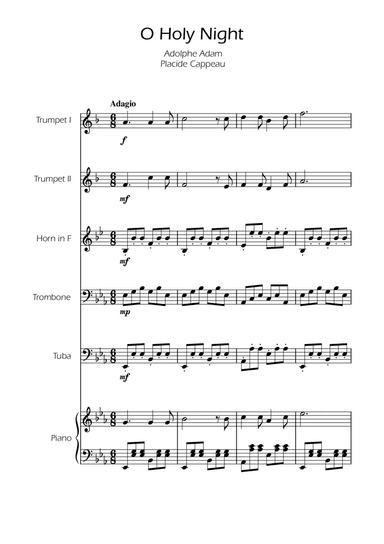 O Holy Night - Brass Quintet w/ Piano