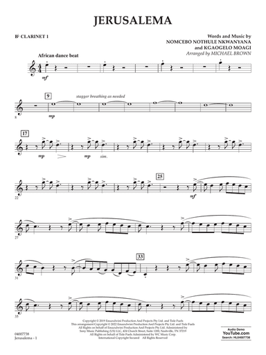 Jerusalema (feat. Nomcebo Zikode) (arr. Michael Brown) - Bb Clarinet 1
