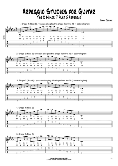 Arpeggio Studies for Guitar - The C Minor 7 Flat 5 Arpeggio