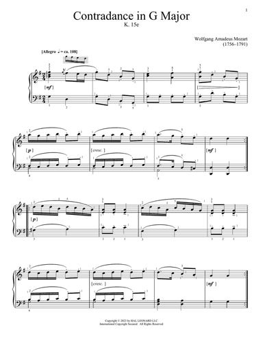 Contradance In G Major, K. 15e