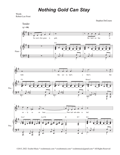 Nothing Gold Can Stay (Vocal solo - Medium Key)