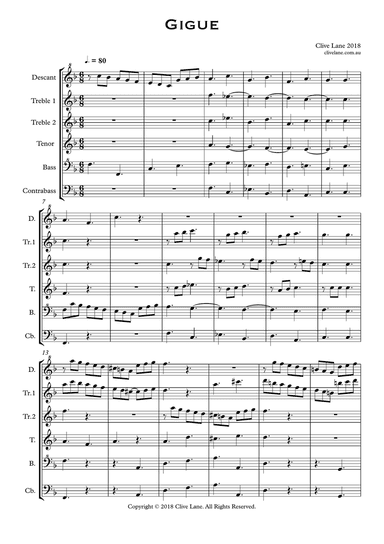 Gigue (for recorder sextet)