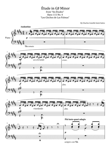 Saint-Saëns - Étude in G♯ Minor - from “Six Études” Op.111 No. 4 “Les Cloches de Las Palmas”