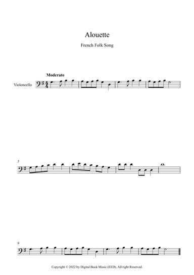 Alouette - French Folk Song (Cello)
