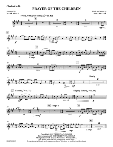 Prayer of the Children: Clarinet