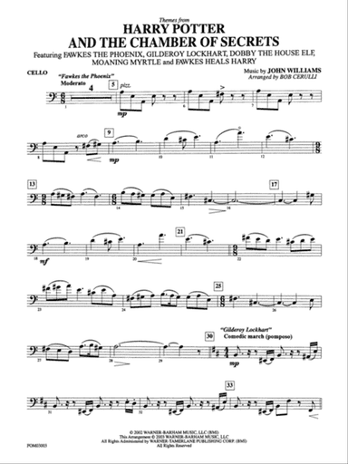 Harry Potter and the Chamber of Secrets, Themes from: Cello
