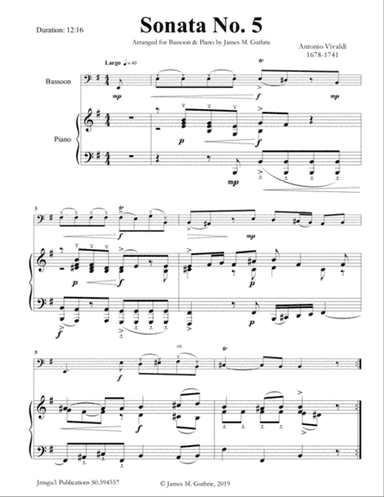 Vivaldi: Sonata No. 5 for Bassoon & Piano