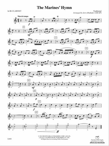 The Marines' Hymn: 1st B-flat Clarinet