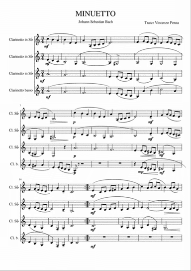 Bach Minuet G minor 4 Clarinette