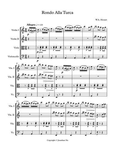 Mozart, Rondo Alla Turca - String Quartet