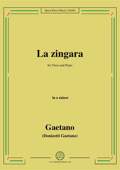 Donizetti-La Zingara,in a minor,for Voice and Piano