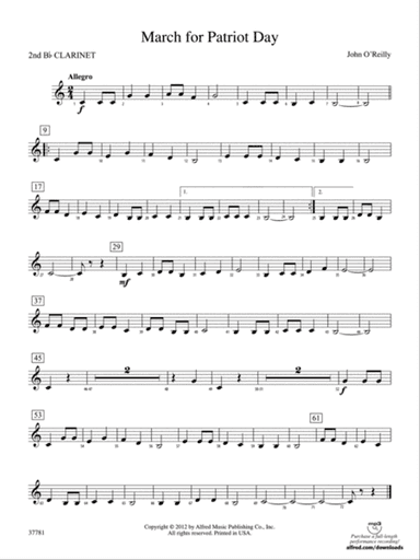 March for Patriot Day: 2nd B-flat Clarinet