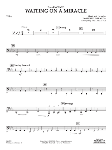 Waiting On A Miracle (from Encanto) (arr. Paul Murtha) - Tuba