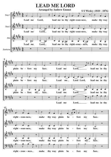 Lead Me Lord A Cappella SSAB