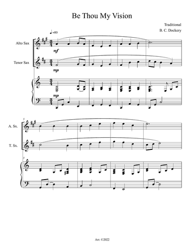 Be Thou My Vision (Alto and Tenor Sax Duet with Piano Accompaniment)