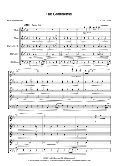 The Continental for Wind Quintet