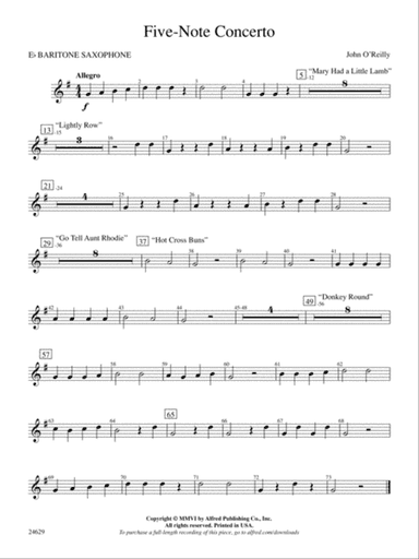 Five-Note Concerto: E-flat Baritone Saxophone