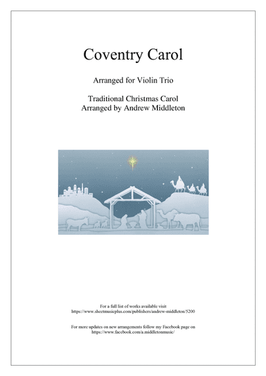 Coventry Carol arranged for Violin Trio