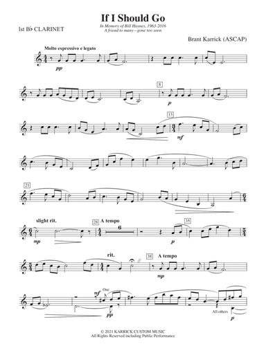 If I Should Go: 1st B-flat Clarinet