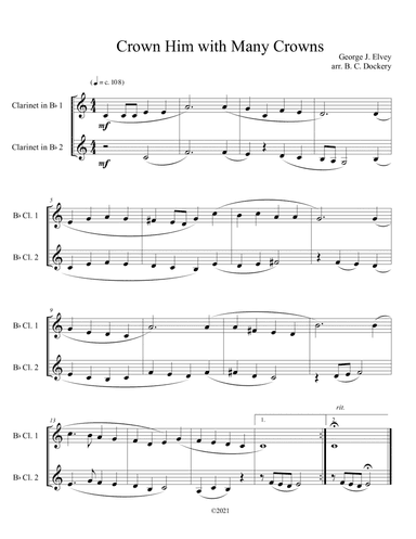 Crown Him with Many Crowns (Clarinet Duet)