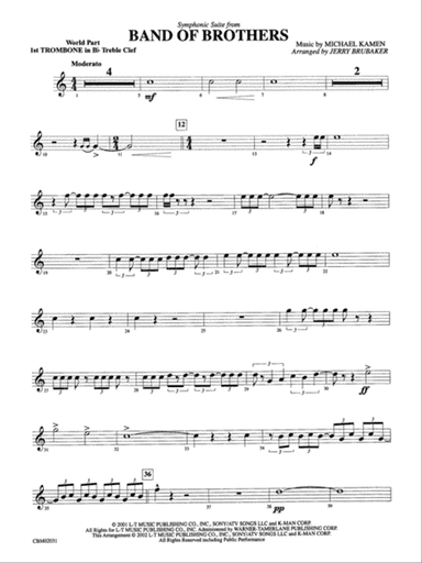 Band of Brothers, Symphonic Suite from: WP 1st B-flat Trombone T.C.
