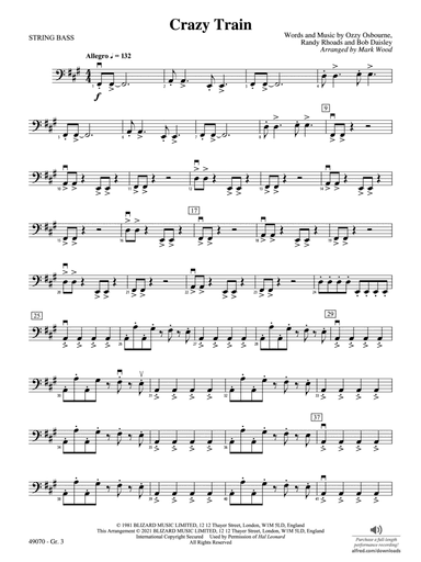 Crazy Train: String Bass - Grade 3