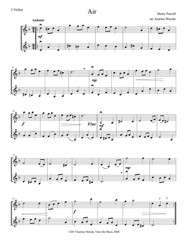 Purcell Air - for Two Violins