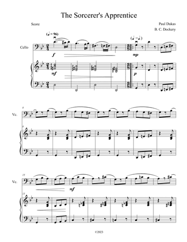 The Sorcerer's Apprentice (Cello Solo with Piano Accompaniment)