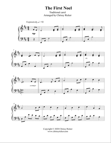 The First Noel - late intermediate piano