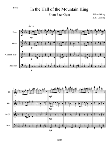 In the Hall of the Mountain King (Woodwind Quartet)